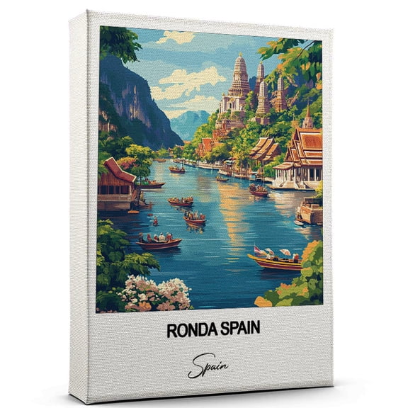Ronda Spain Travel Canvas Wall Art – Beautiful Travel Decor for Bedroom, Office Spain Canvas Print – Serene and Scenic Wall Decor Gift for Travel Lovers