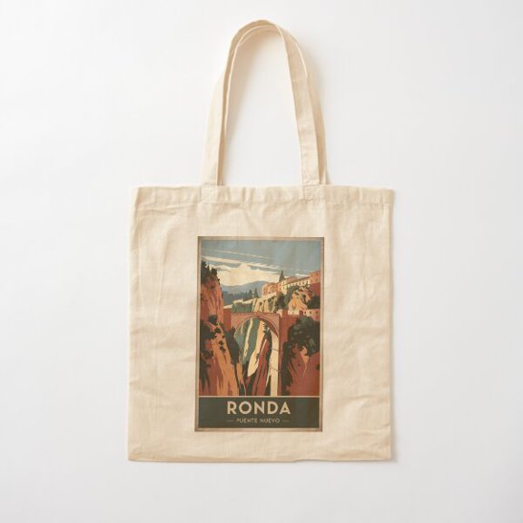 Ronda Vintage Travel Poster Cotton Tote Bag Canvas Tote Bag, Family Gift For Mother, Her