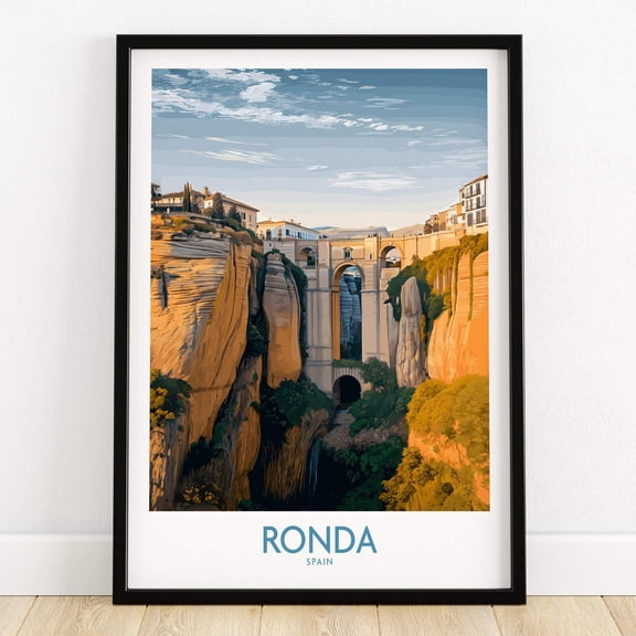 Ronda Wall Art Stone Bridge and Valley Landscape Canvas Print