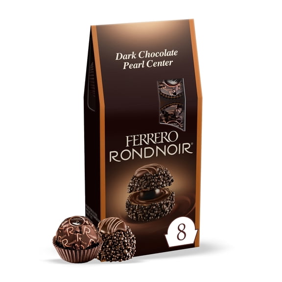 Ferrero Rondnoir Dark Chocolate Gift Box, 8 Count Individually Wrapped Chocolate Pieces, 2.7 oz