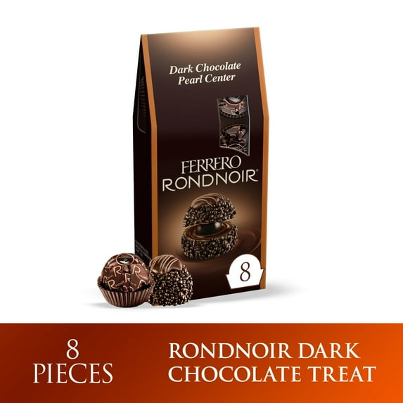 Ferrero Rondnoir Dark Chocolate Gift Box, 8 Count Individually Wrapped Chocolate Pieces, 2.7 oz