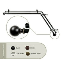 Rondure 13/16 inch Corner Window Double Curtain Rod 28-48" - Black