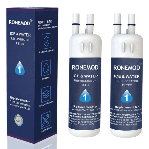 EDR1RXD1 Water Filter 1 Replacement Compatible with W10295370A WHR1RXD1 EDRIRXD1B 9081 9930 46-9081 46-9930 P5WB2L, 2 Pack