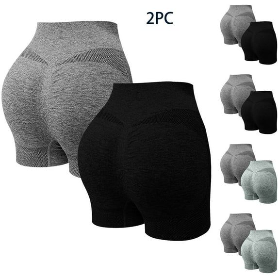 RongHuan 2PC Yoga Shorts for Women Workout High Waist Yoga Shorts Butt Lifting Shorts Seamless Cycling Shorts