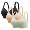 thumbnail image 1 of RongHuan 3 Pack Tshirt Bras for Women No Underwire Full Coverage Bra Wireless Comfy Bralettes Lace Push Up Underwear, 1 of 7