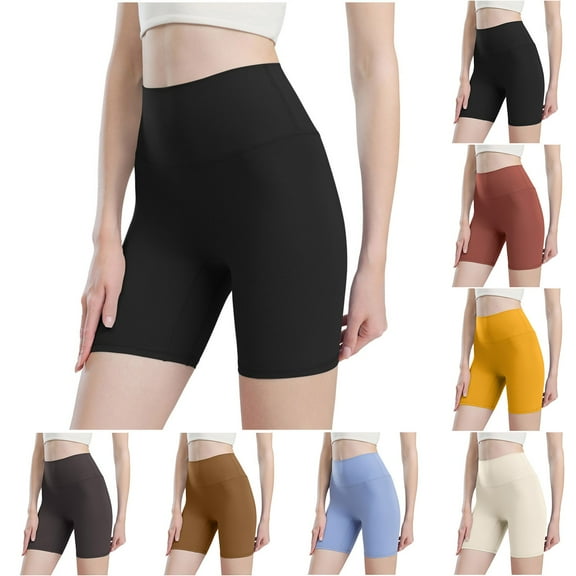 RongHuan Athletic Shorts for Women Casual Volleyball Shorts Butt Lifting Yoga Shorts Solid Color Running Shorts