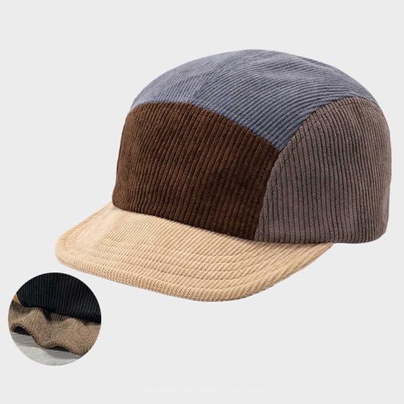 RongHuan Baseball Cap for Men Women Outdoor Workout Corduroy Hats Unisex Color Block Sun Protection Hat