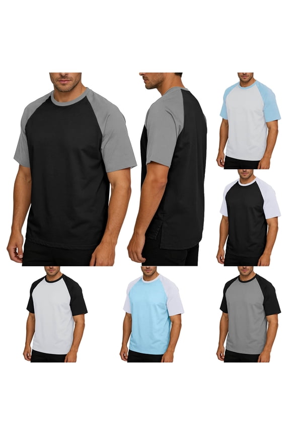 Baseball T Shirts for Men Casual Stylish Crewneck Short Sleeve Color Block Tops Athletic Tee Shirt
