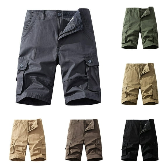 RongHuan Big and Tall Cargo Shorts for Men Classic Fit Hiking Shorts Summer Outdoor Work Shorts Multi Pockets Button Shorts