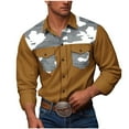 thumbnail image 1 of RongHuan Big and Tall Cowboy Shirts for Men Long Sleeve Camo Print Work Shirt Lightweight Button Down Tops Color Block Workwear with Two Pockets, 1 of 7