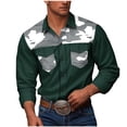 thumbnail image 1 of RongHuan Big and Tall Cowboy Shirts for Men Long Sleeve Camo Print Work Shirt Lightweight Button Down Tops Color Block Workwear with Two Pockets, 1 of 7