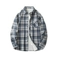 thumbnail image 1 of RongHuan Big and Tall Plaid Shirt Mens Fleece Lapel Warm Jacket Loose Fit Long Sleeve Flannel Shirts Casual Button Down Overshirt, 1 of 4