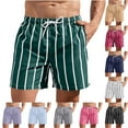 thumbnail image 1 of RongHuan Big and Tall Shorts Mens Drawstring Beach Shorts Lightweight Striped Swimming Shorts Summer Workout Shorts, 1 of 4