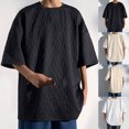 thumbnail image 1 of RongHuan Big and Tall Tshirt for Men Casual Fashion Jacquard Tee Loose Fit Short Sleeve T-Shirt Crew Neck Pullover Tops, 1 of 9