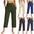 thumbnail image 1 of RongHuan Capri Pants for Women Casual High Waist Yoga Pants Loose Fit Workout Pants Fashion Straight Leg Pants, 1 of 9