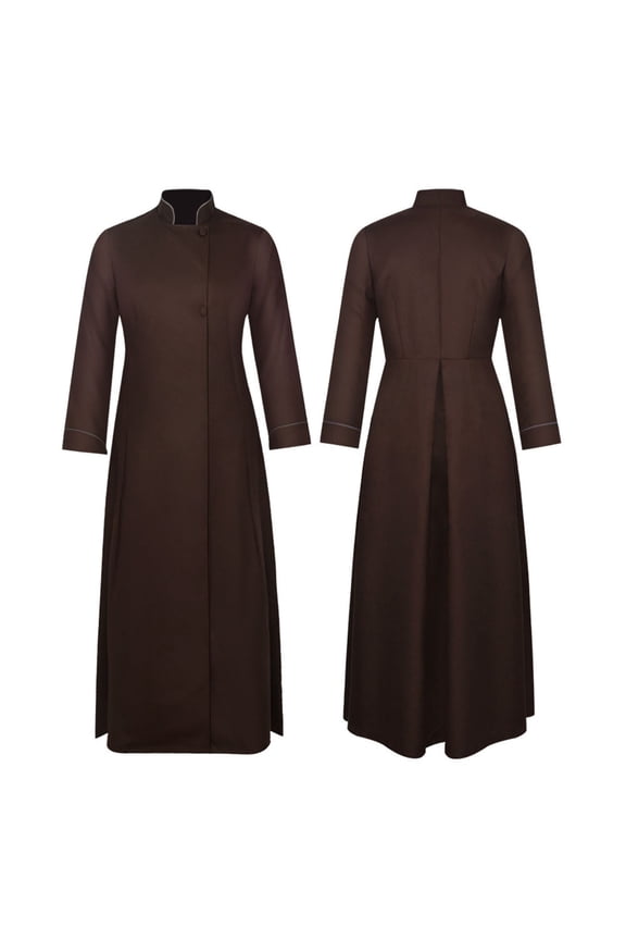 Clergy Robes for Men Stand Collar Long Sleeve Shirt Soild Color Medieval Renaissance Costume