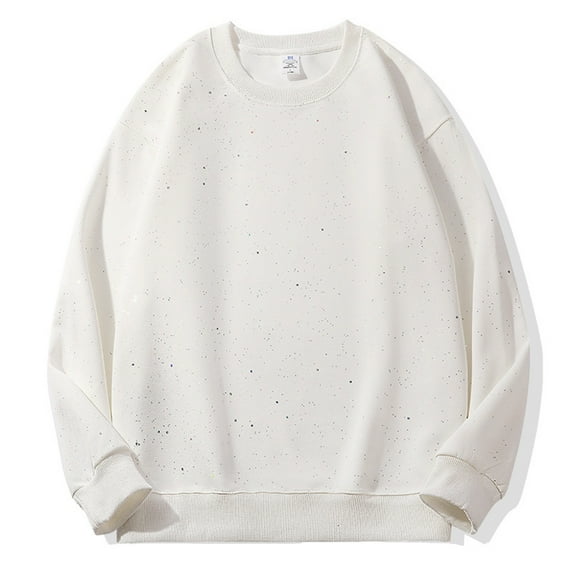 RongHuan Crewneck Sweatshirt for Mens Trendy Sparkling Casual Sweatshirt Lightweight Fall Winter Long Sleeve Pullover