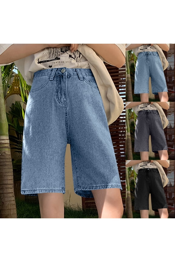 Denim Shorts for Women High Cut Straight Leg Basic Shorts Fashion Jeans Shorts Summer Hot Short Pants