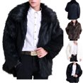 thumbnail image 1 of RongHuan Faux Fur Coat for Men Casual Furry Jacket Lapel Long Sleeve Outerwear Winter Warm Cardigans Coats, 1 of 4