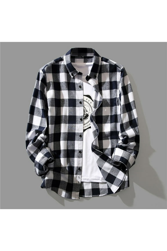 Flannel Plaid Shirts for Men Regular Fit Long Sleeve Casual Shirt Jackets Button Down Lightweigt Work Tshirt