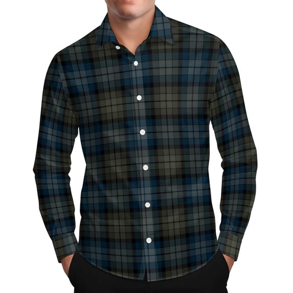 RongHuan Flannel Shirts for Men Lightweight Long Sleeve Plaid Business Shirt Casual Comfy Button Down Lapel Tshirt