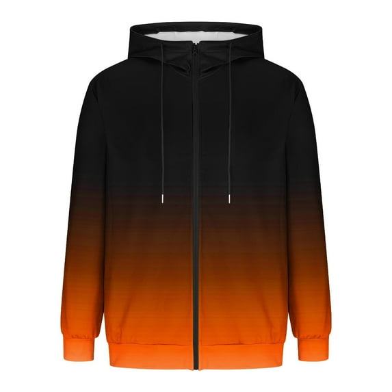 RongHuan Fleece Hoodies for Men Gradient Color Long Sleeve Sweatshirt Full Zip Up Hooded Jacket Fall Winter Warm Pullover With Pocket