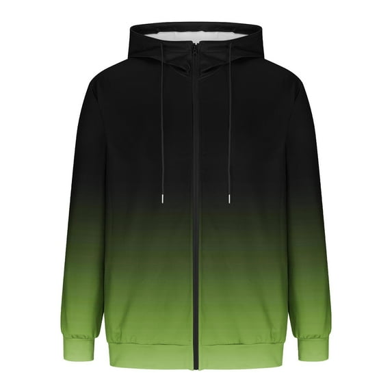 RongHuan Fleece Hoodies for Men Gradient Color Long Sleeve Sweatshirt Full Zip Up Hooded Jacket Fall Winter Warm Pullover With Pocket