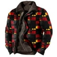 thumbnail image 1 of RongHuan Fleece Jackets for Men Vintage Winter Lapel Plaid Coat Full Zip Sherpa Lined Shirt Jacket Outdoor Casual Outerwear, 1 of 2