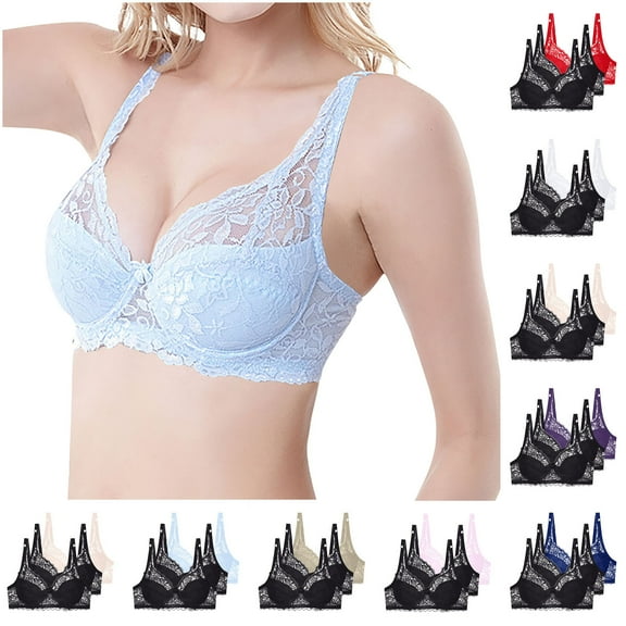 RongHuan Full Coverage Bras for Women Lace Underwire Support T Shirt Bra Plus Size Breathable Underwear