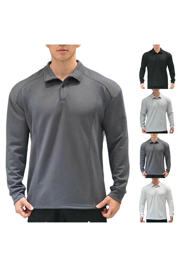 Golf Shirts for Men Lightweight Lapel Tshirt Long Sleeve Shirt for Spring Casual Button Up Tops