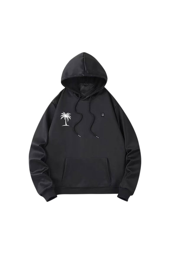 Heated Hoodie for Mens Rechargeable Heating Hooded Pullover Winter Warm Print Sweatshirt More Zones Heating Hoodies