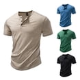 thumbnail image 1 of RongHuan Henley Shirts for Men Short Sleeve Casual Basic Tee Summer Button Workout T Shirts, 1 of 9