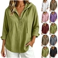 thumbnail image 1 of RongHuan Hooded Shirts for Women Cotton Gauze Long Sleeve Button Up Tops Dressy Casual Ladies Fall Pullover Hoodie, 1 of 6