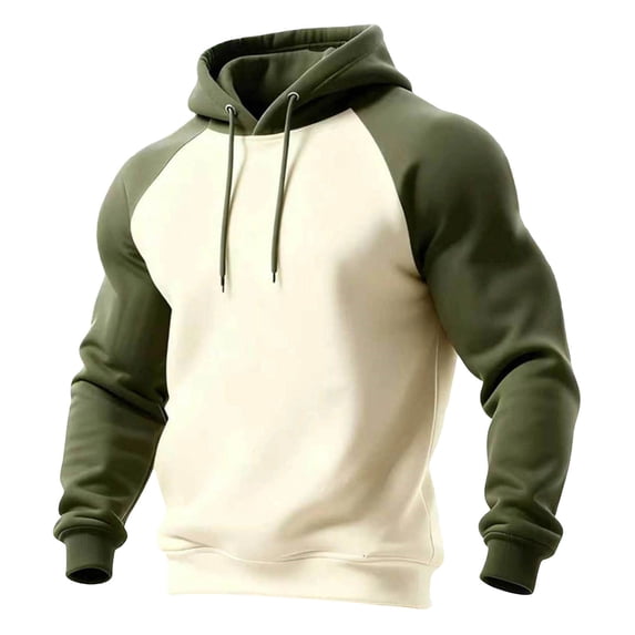 RongHuan Hoodies for Men Casual Loose Fit Hooded Sweatshirts Drawstring Long Sleeve Pullover Fashion Color Block Hoodie