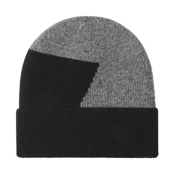 RongHuan Knit Hat for Mens Fleece Lined Thick Ski Cap Color Block Warm Hats