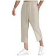 thumbnail image 1 of RongHuan Men Lightweight Cropped Pants Casual Elastic Waist Jogger Pants Fashion Outdoor Sweatpants Solid Color Beach Pants, 1 of 7
