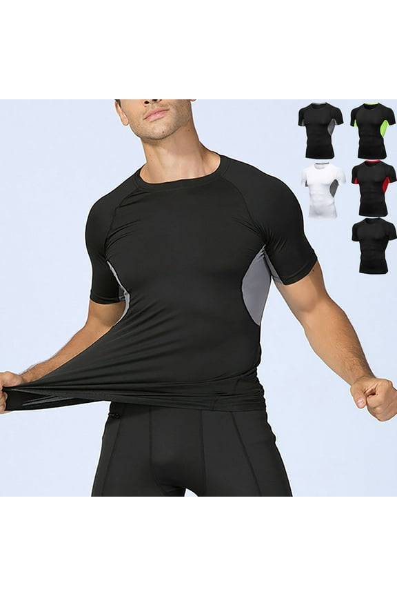 Men's Athletic T Shirts Crew Neck Short Sleeve Tops Dry-Fit Gym Running Tshirt Lightweight Slim Fit Tees