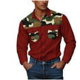 thumbnail image 1 of RongHuan Men's Big and Tall Camo Shirt Lapel Cargo Shirt Jacket Long Sleeve Button Down Overshirt Western Cowboy Work Shirts with Pockets, 1 of 5
