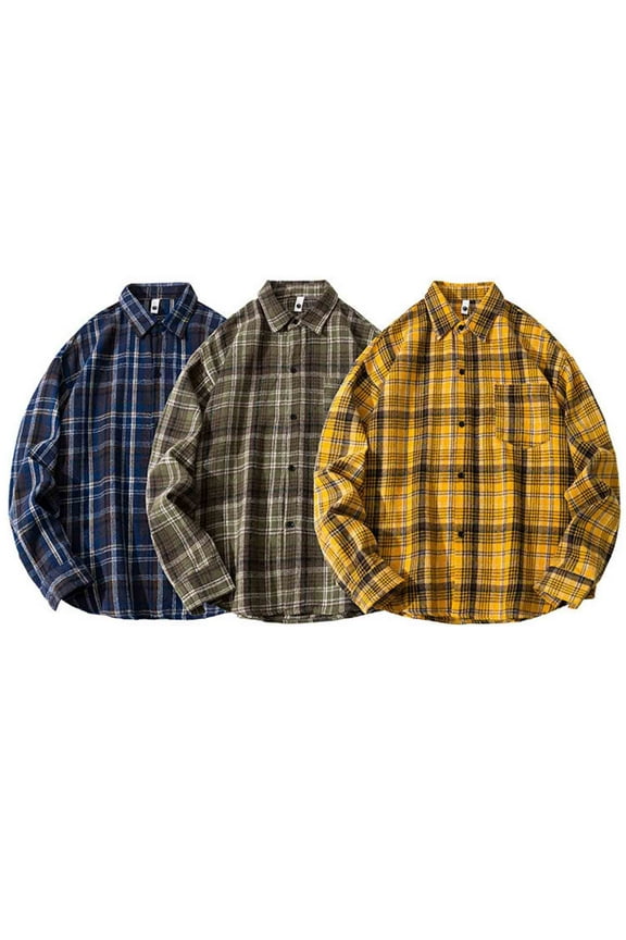 Men's Big and Tall Flannel Shirts Casual Button Down Plaid Shirt Jacket Lightweight Oversize Long Sleeve Tshirt