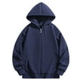 thumbnail image 1 of RongHuan Men's Big and Tall Hoodie Fleece Lined Hooded Sweatshirt Fall Winter Warm Outwear Full Zip Soild Color Hoodies with Pockets, 1 of 3