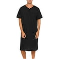 thumbnail image 1 of RongHuan Men's Big and Tall Sleep Shirt Lightweight V Neck Nightshirt Casual Short Sleeve Sleepshirt Solid Color Long Nightgown, 1 of 6