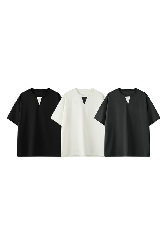 Men's Big and Tall Tees Fashion Short Sleeve V Neck T-Shirt Summer Soft T-Shirt Oversize Tee Pullover Tops