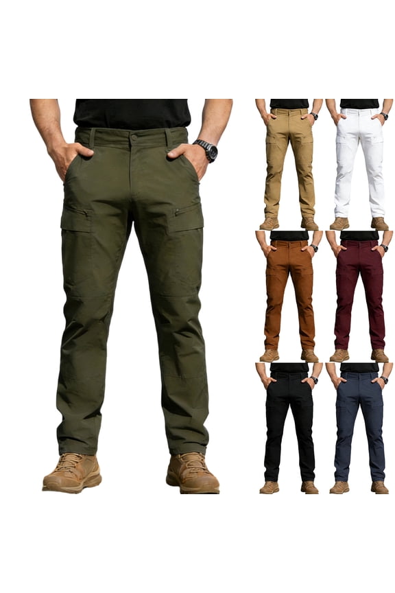 Men's Cargo Pants Stretch Ripstop Lightweight Waterproof Multi Pockets Work Hiking Outdoor Casual Pant