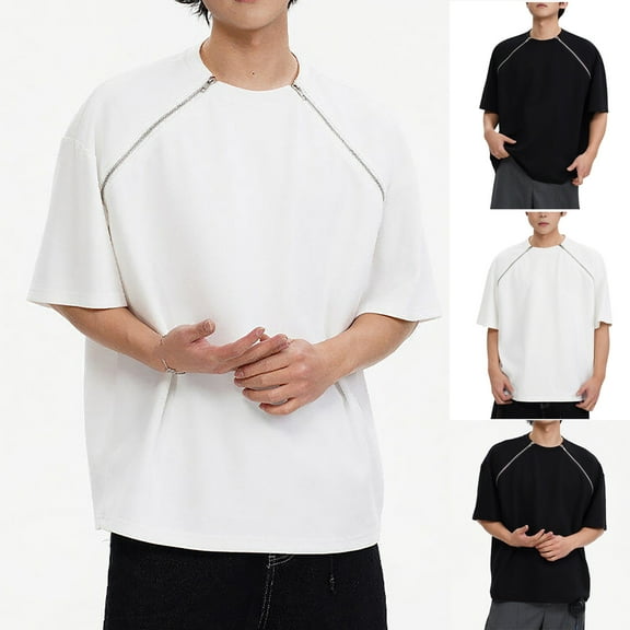 RongHuan Men's Casual T Shirt Crewneck Short Sleeve Tee Casual Cotton Tshirt Fashion Solid Color Top