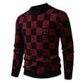 thumbnail image 1 of RongHuan Men's Crewneck Sweaters Lightweight Plaid Pullover Sweater Fall Winter Knit Tops Warm Casual Undershirt, 1 of 3