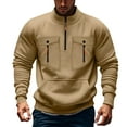 thumbnail image 1 of RongHuan Men's Fashion Sweatshirts Quarter-Zip Stand Collar Sweatshirt with Multi Pockets Causal Long Sleeve Tactical Cargo Pullover, 1 of 2