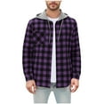 thumbnail image 1 of RongHuan Men's Flannel Hoodie Shirts Casual Button Down Plaid Shirt Jackets Lightweight Fall Winter Long Sleeve Tshirt, 1 of 8