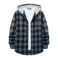 thumbnail image 1 of RongHuan Men's Flannel Hoodie Shirts Casual Button Down Plaid Shirt Jackets for Men Long Sleeve Srawstring Hooded Coat, 1 of 8