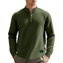 RongHuan Men's Quarter Zip Sweatshirt Fashion Jacquard Stand Collar Pullover Casual Relaxed Fit Knit Sweatshirts Golf Shirts