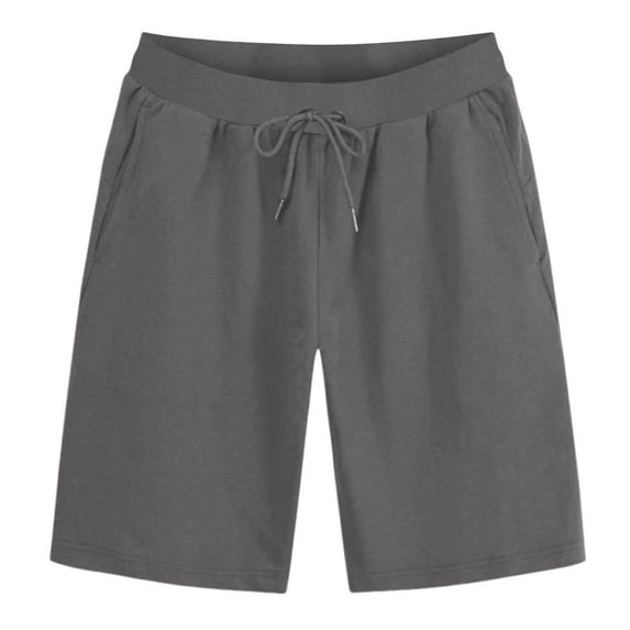 RongHuan Men's Shorts Lightweight Elastic Waist Beach Shorts Solid Color Comfy Breathable Pants Casual Five Quarter Pants with Pockets